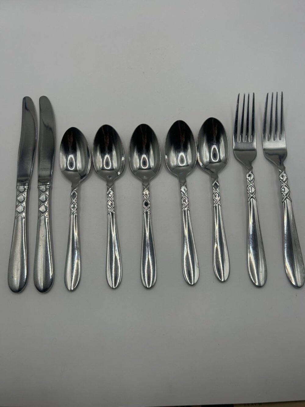 Gorham Ballet Ribbon Stainless Flatware 9 Pc Fork Spoon Knife Set Discontinued